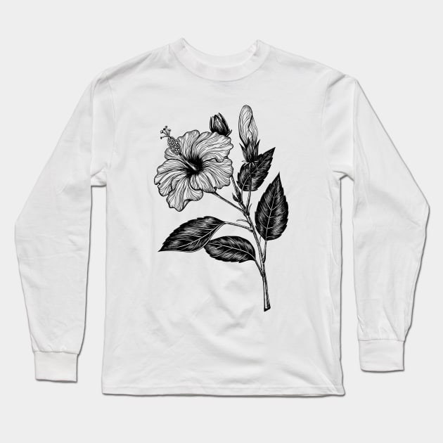 Hibiscus flower III Long Sleeve T-Shirt by katerinamk